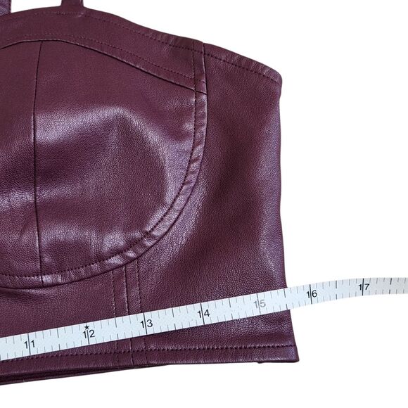 Future Collective Faux Leather Cropped Bustier Top Burgundy Wine Women's Medium - Picture 11 of 12